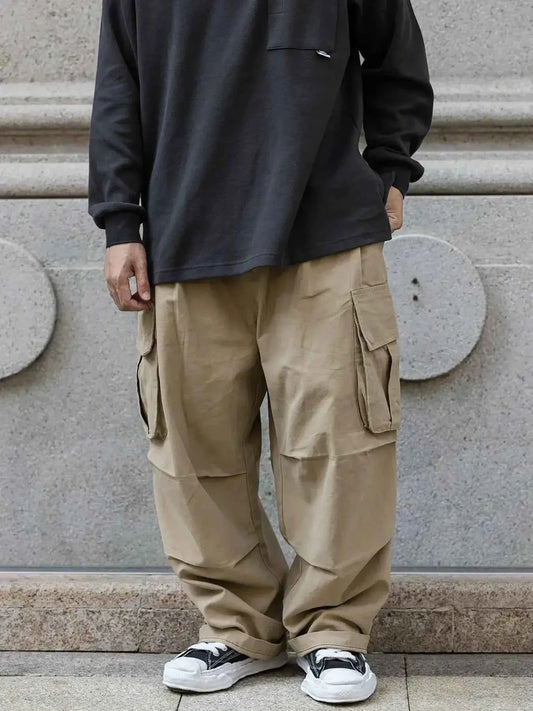 Men's Loose Fit Cargo Pants with Multiple Pockets
