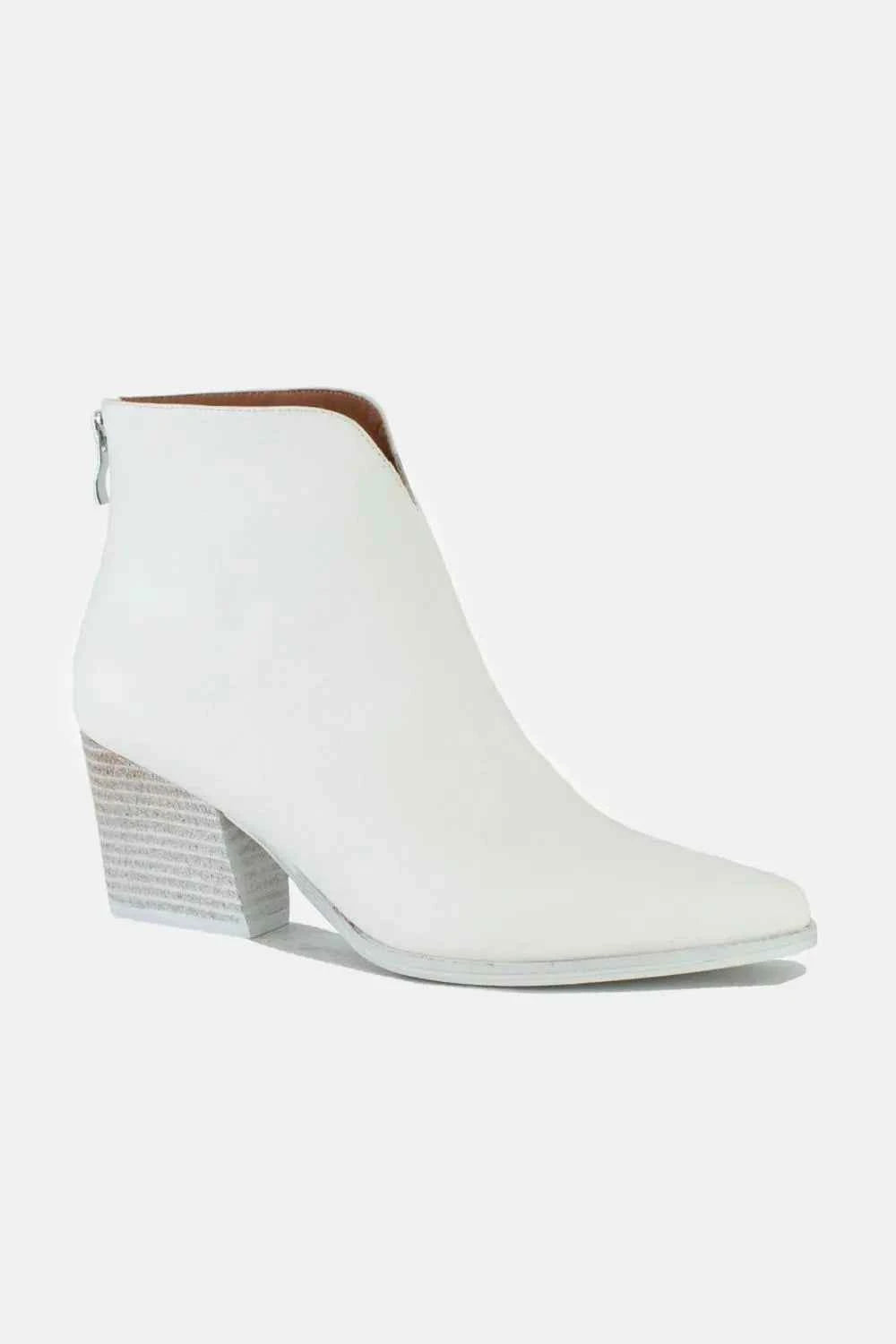 Trendy PU Leather Block Heel Boots with Chic Back Zippers