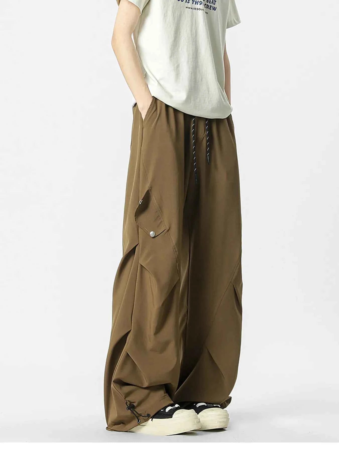Men's Oversized Wide Leg Cargo Pants with Drawstring