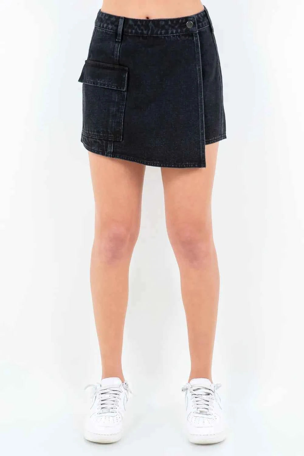Black Cargo Pocket Mini Skort — Livostyle