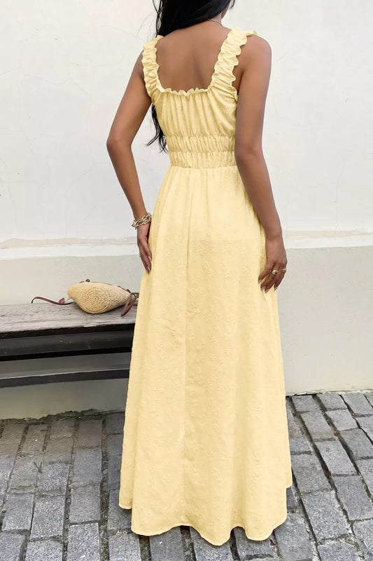Square Neck Sleeveless Smocked Maxi Dress