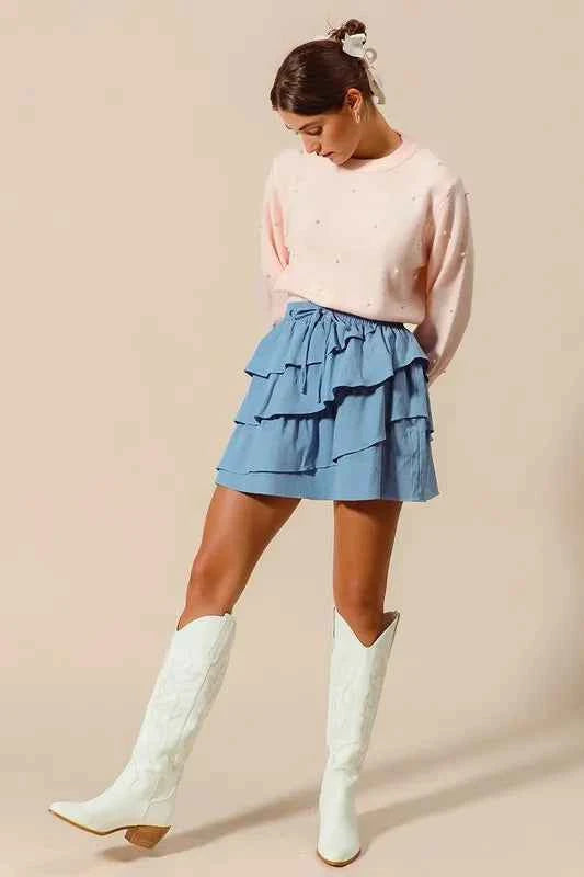 SO ME Asymmetrical Ruffled Game Day Skirt