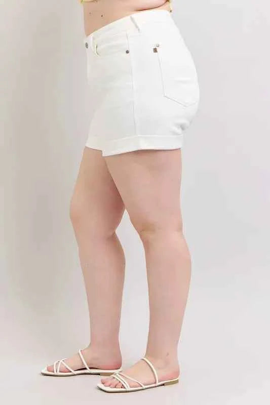 Judy Blue Full Size High Waist Double Roll Cuff Denim Shorts Plus Size