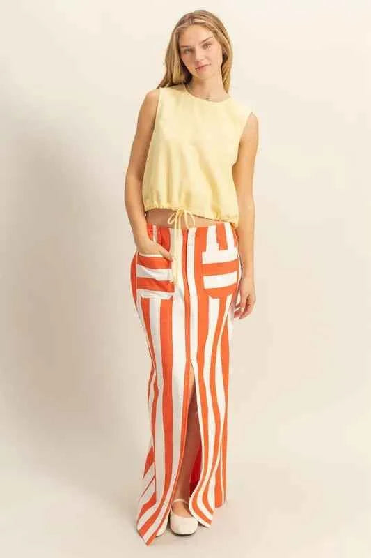 HYFVE Striped Pocket Detail Maxi Skirt
