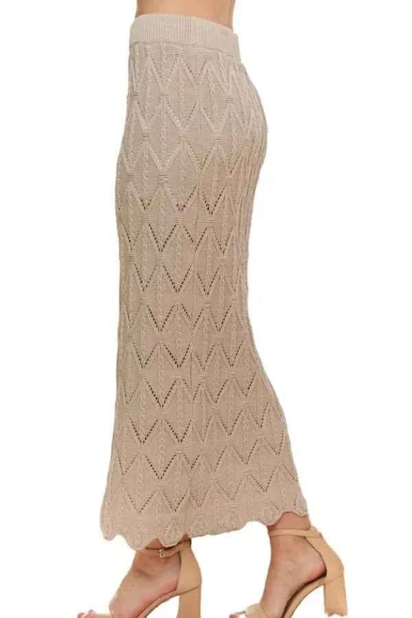 ADORA Scallop Trim Detail Knit Skirt