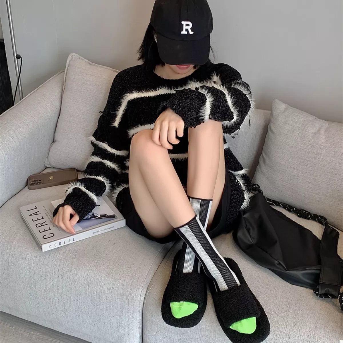 Contrast Striped Crew Socks — Livostyle