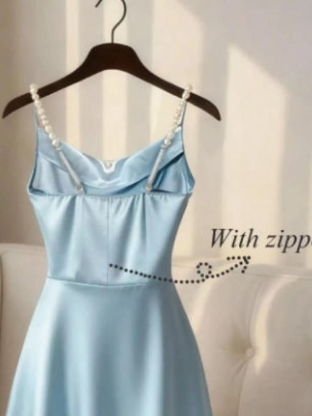 Lined Pearl Strap Cowl Neck Satin Maxi Dress – photo 2