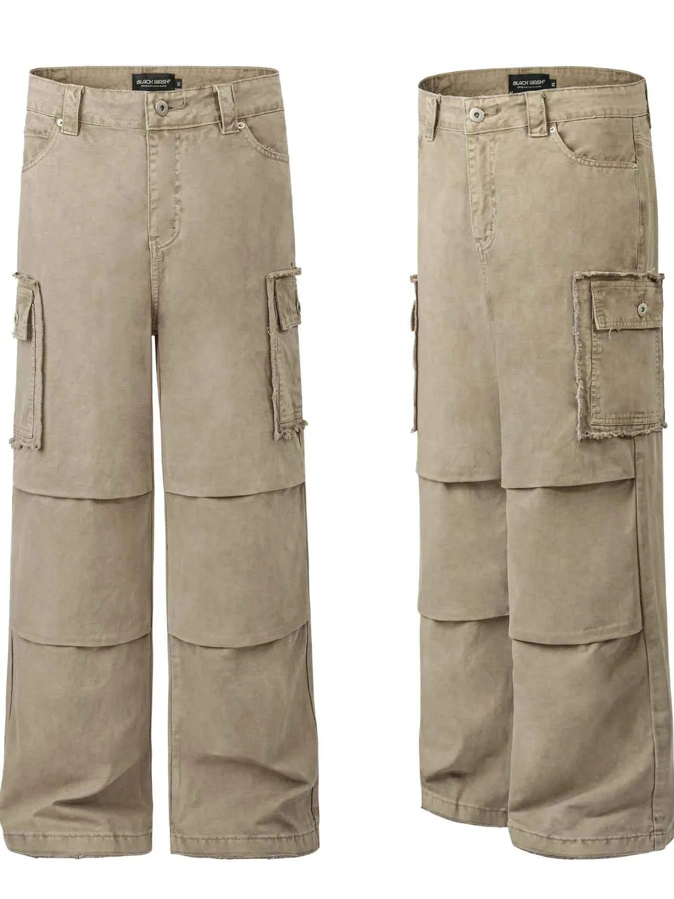 Men's Wide Leg Cargo Pants with Multi-Pockets