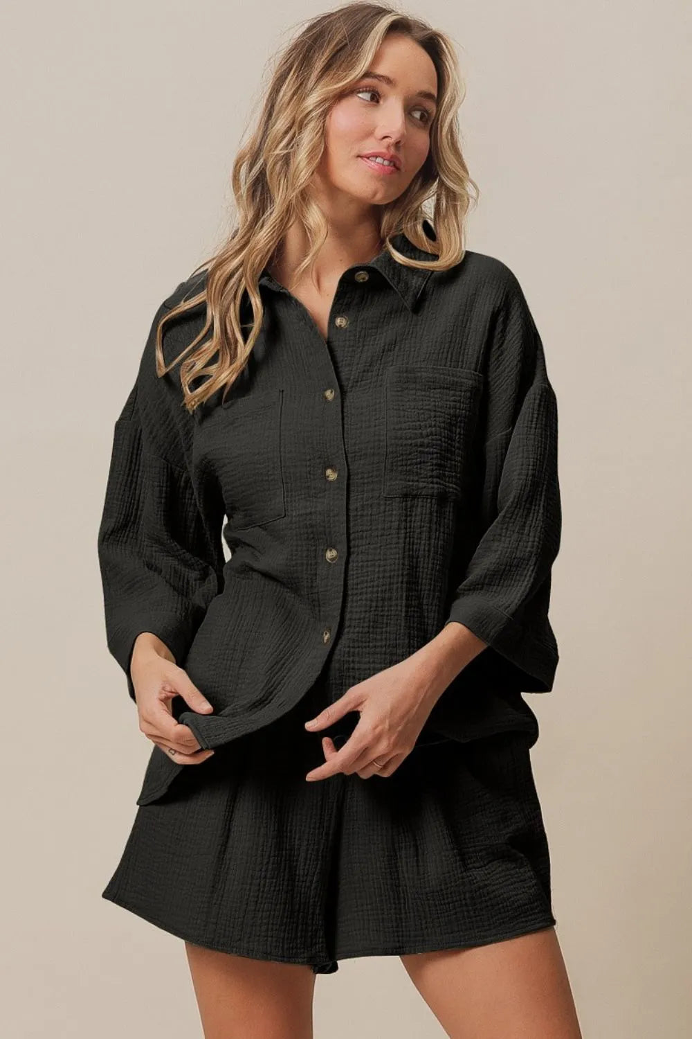 Crinkle Gauze Shirt and Short Set — Livostyle