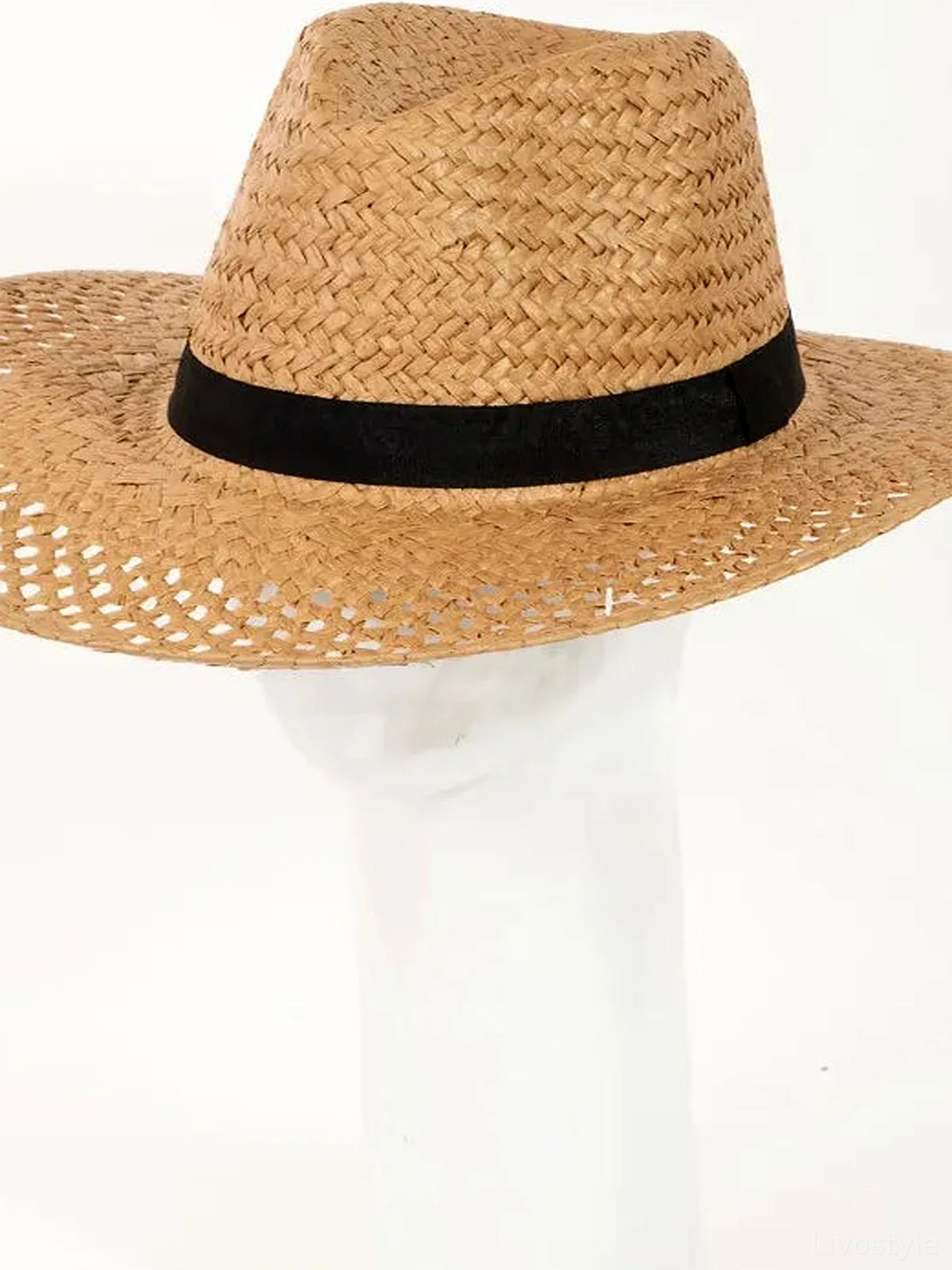 Basket Weave Straw Sun Hat — detail view — Livostyle