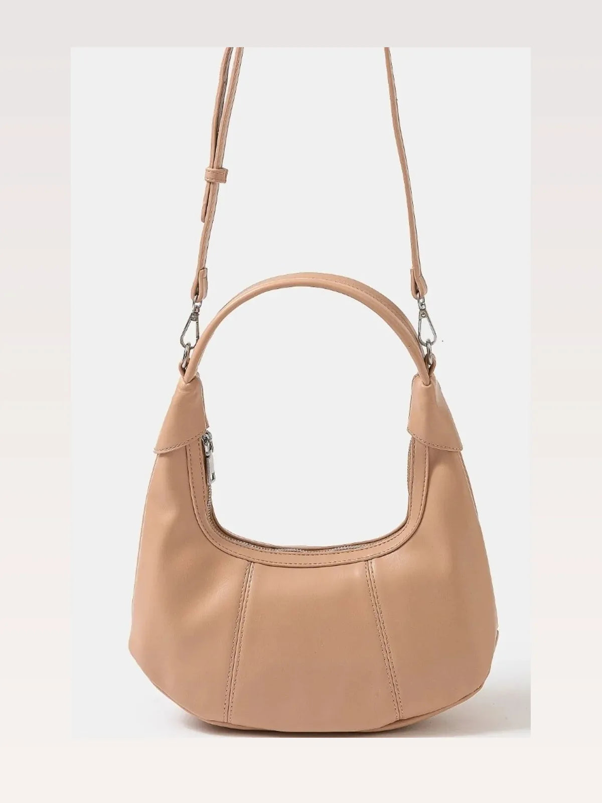 Faux Leather Round Multi Panel Hand Bag — styled showcase — Livostyle