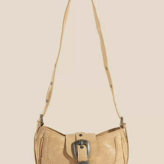 Western Buckle Accent Multi Panel Shoulder Bag — square view — Livostyle
