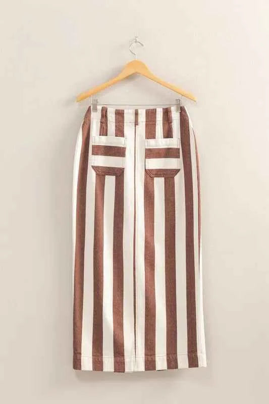 HYFVE Striped Pocket Detail Maxi Skirt