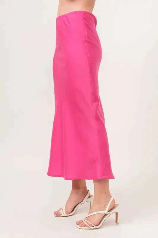 And The Why Solid Satin Midi Skirt