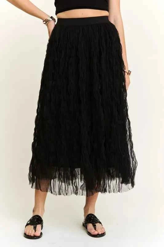 ADORA Elastic Waist Cloud Fluffy Maxi Skirt