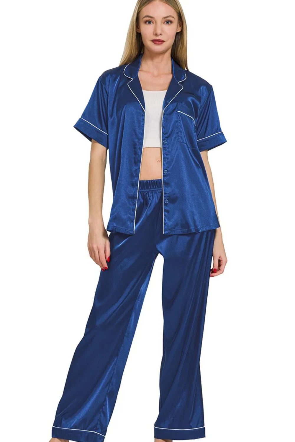 Satin Short Sleeve Top and Pants Pajama Set — Livostyle