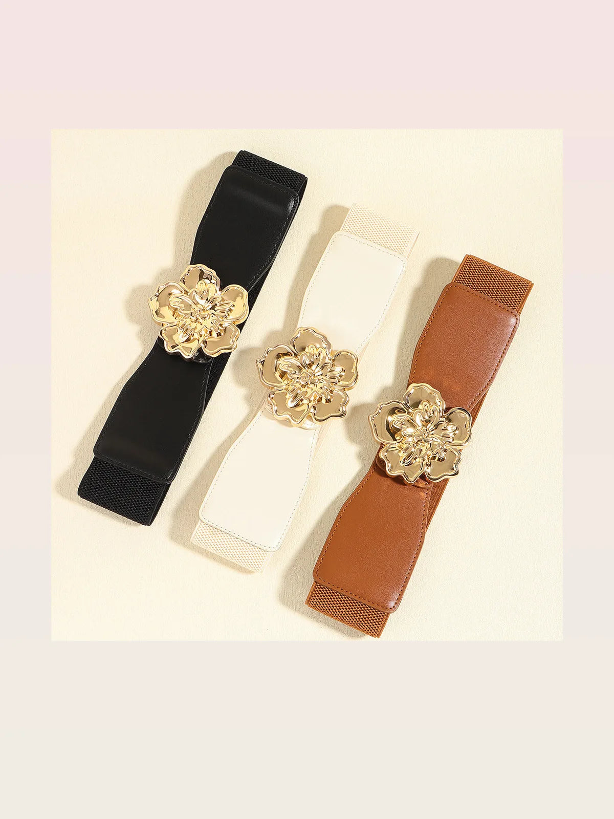 Flower Alloy Buckle Elastic Belt — styled showcase — Livostyle