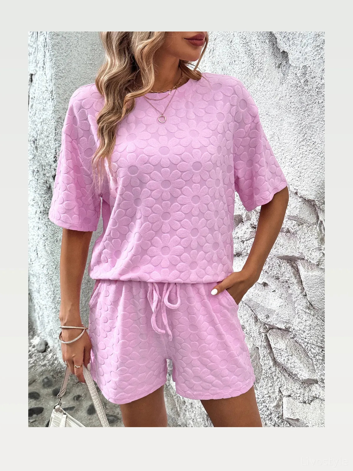 Flower Round Neck Top and Shorts Lounge Set — styled showcase — Livostyle