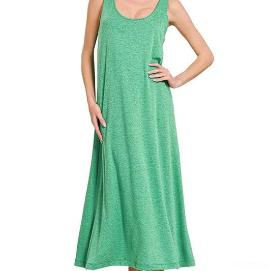French Terry Twisted-Strap Midi Dress — square view — Livostyle