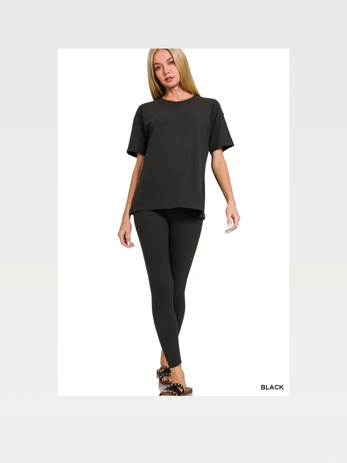 Brushed Microfiber Loungewear Set — Black — styled showcase — Livostyle
