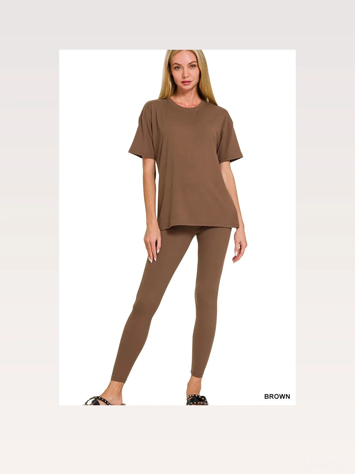 Brushed Microfiber Short Sleeve Top and Cropped Pants Set – Plus Size – photo 3