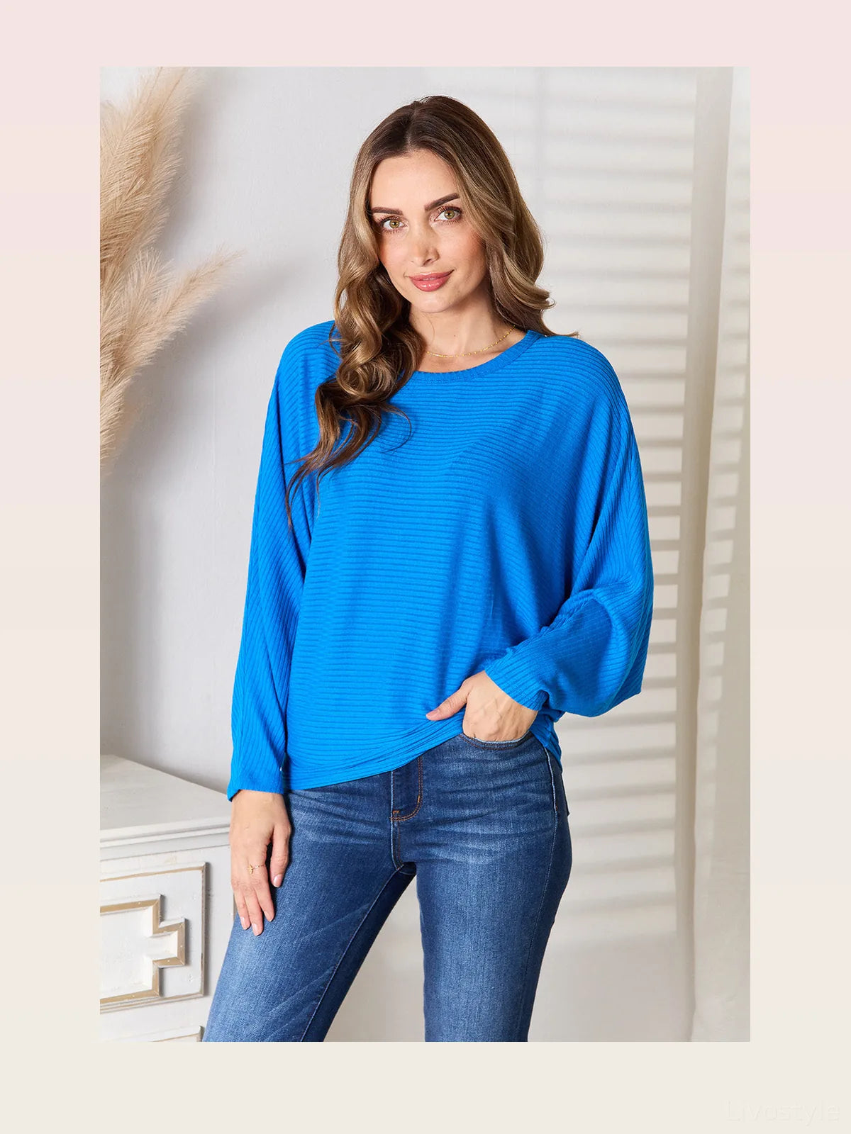 Round Neck Batwing Sleeve Blouse — styled showcase — Livostyle