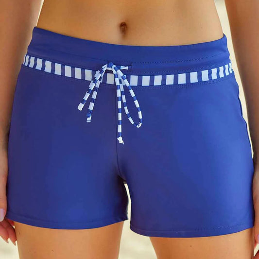 Contrast Drawstring Mid Waist Swim Bottoms