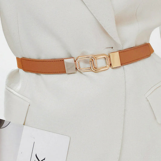 Geometric Double Buckle Elastic Belt — square view — Livostyle