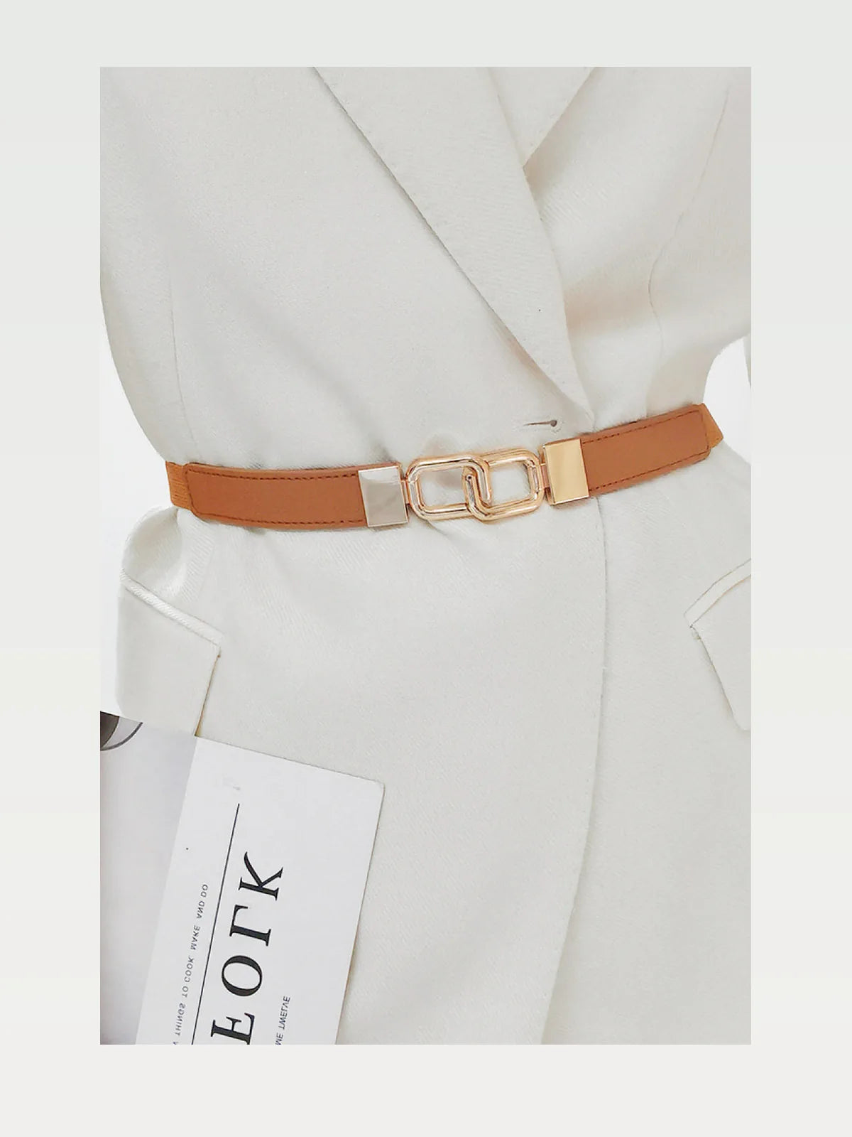 Geometric Double Buckle Elastic Belt — styled showcase — Livostyle