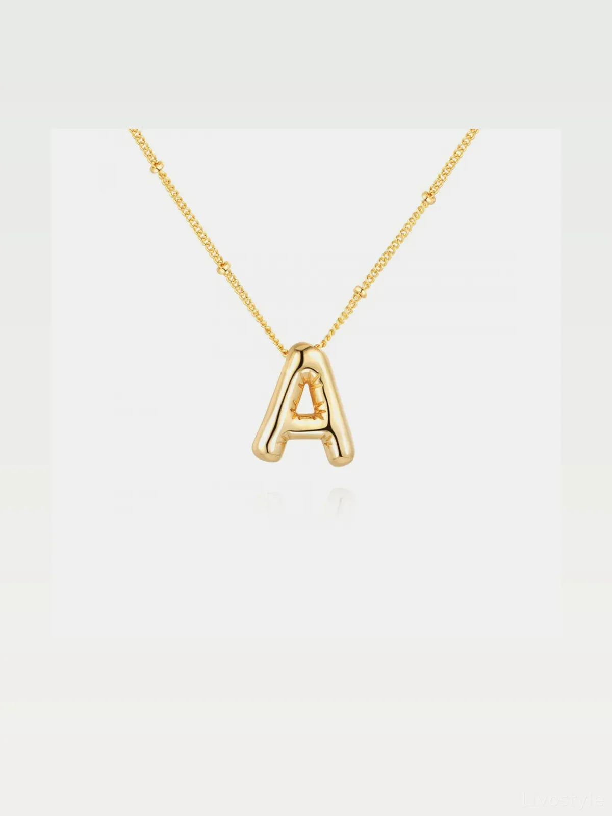 Gold-Plated Bubble Initial A Necklace — styled showcase — Livostyle