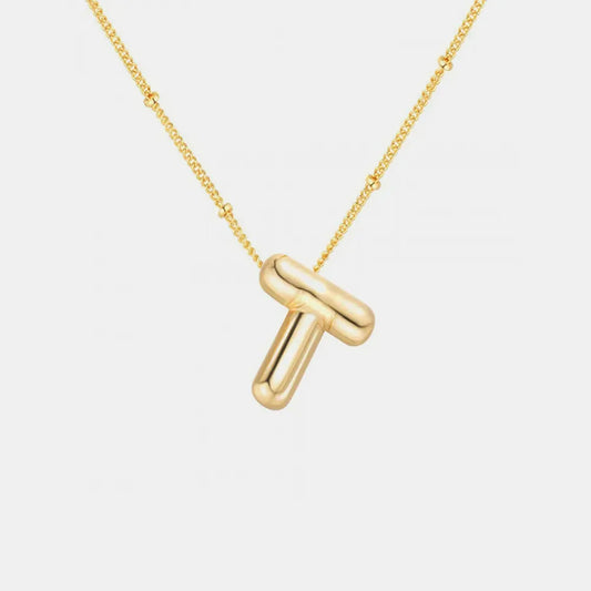Gold-Plated Bubble Initial T Necklace — square view — Livostyle