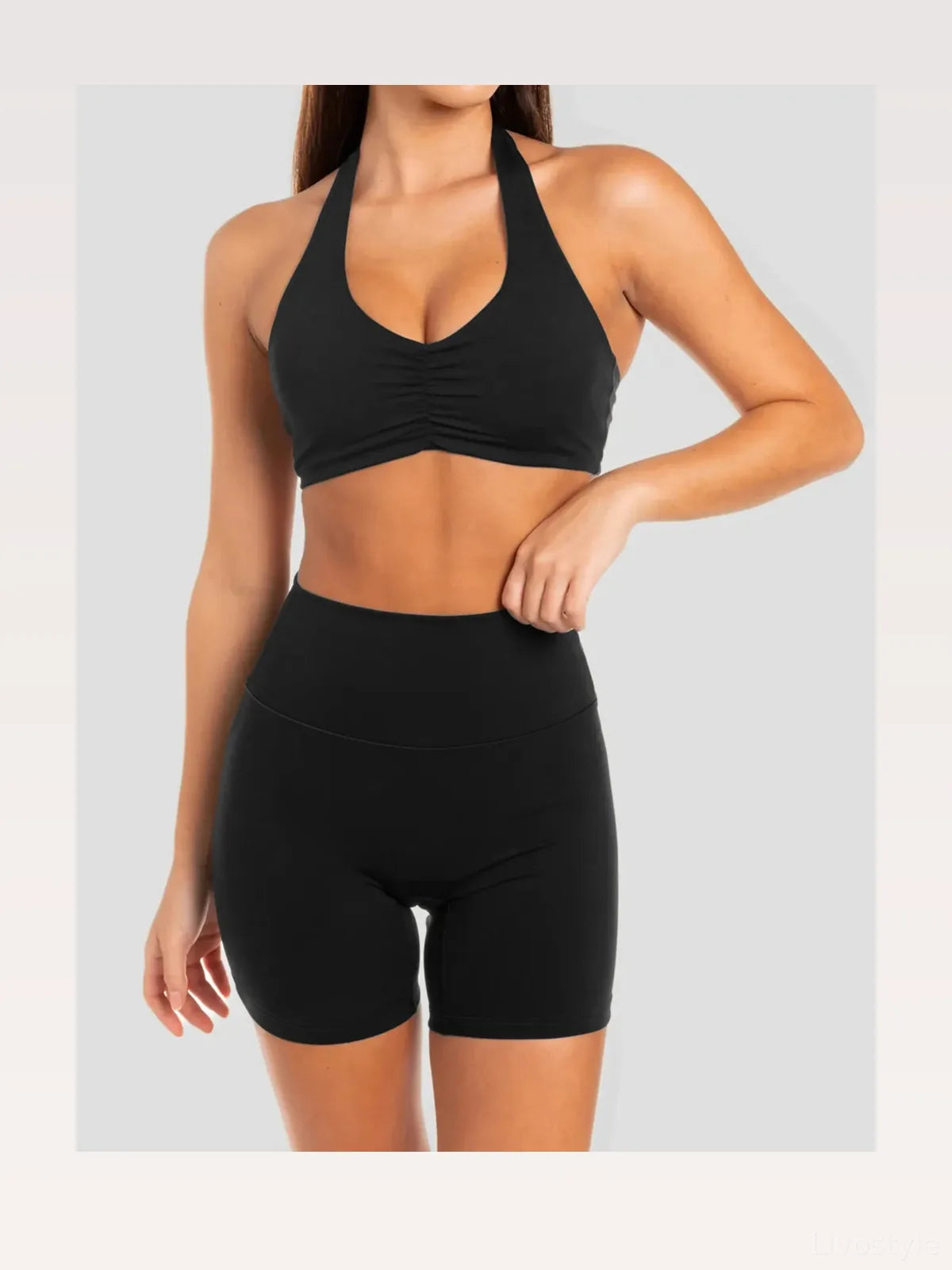 Halter Neck Cami and Shorts Active Set — styled showcase — Livostyle