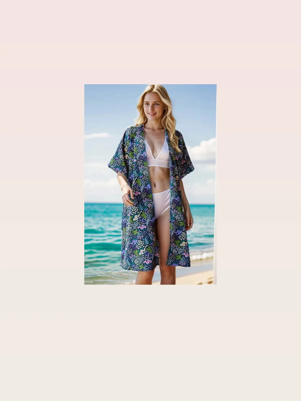 Chic Half-Sleeve Floral Cardigan in Plus Sizes — styled showcase — Livostyle