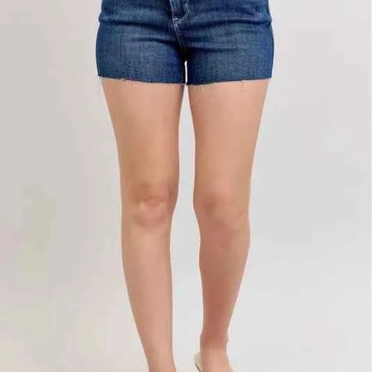 High Waist Criss-Cross Waistband Denim Shorts – Plus Size
