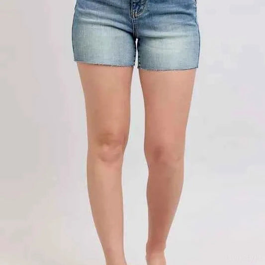 High Waist Star Seam Detail Denim Shorts — square view — Livostyle