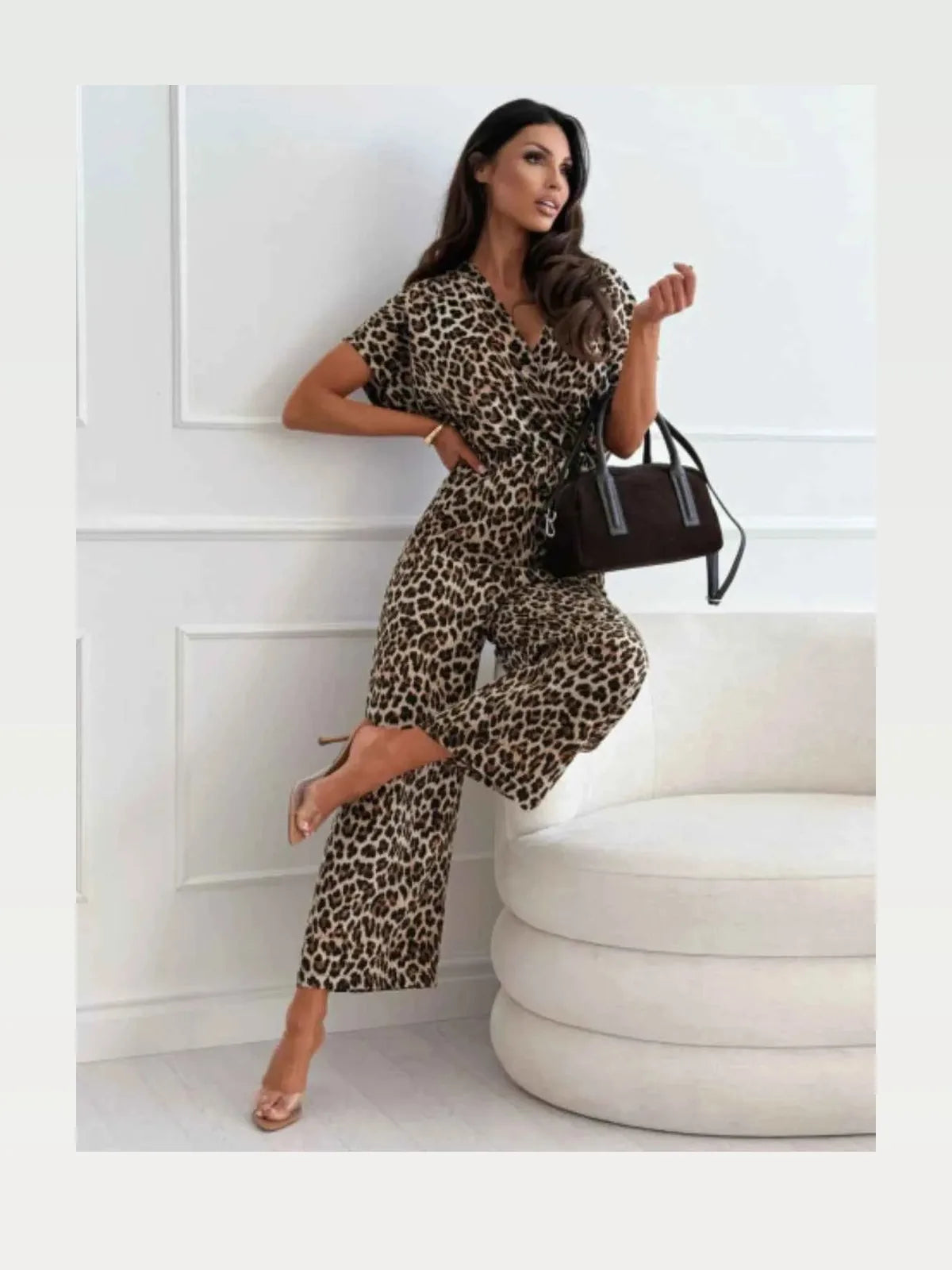 Leopard Print Short Sleeve Wide Leg Jumpsuit — styled showcase — Livostyle