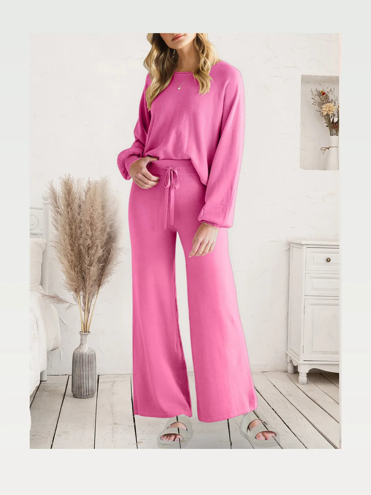 Long Sleeve Lounge Top and Drawstring Pants Set — styled showcase — Livostyle