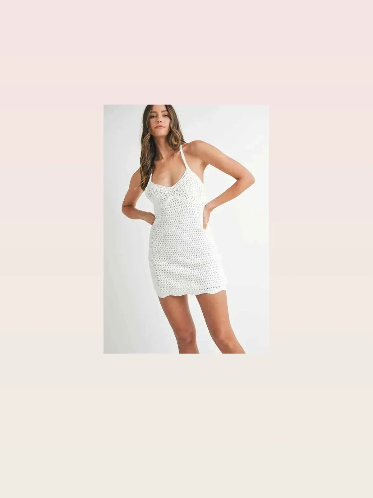 Crochet Crisscross Spaghetti Strap Mini Dress — styled showcase — Livostyle