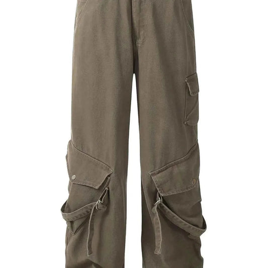Curry Olive Men's Straight Leg Cargo Pants — square view — Livostyle