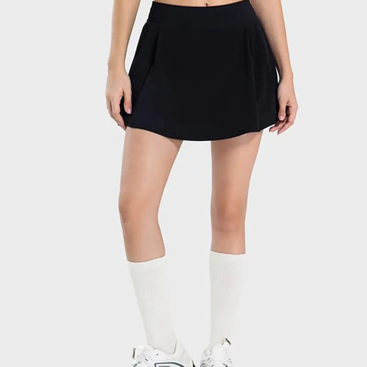 Pleated Detail Mid-Rise Waist Active Skirt — square view — Livostyle