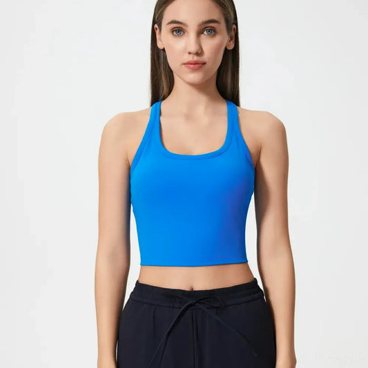 Scoop Neck Active Tank with Detachable Chest Pads — square view — Livostyle