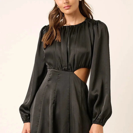 Satin Side Cutout Detail Mini Dress — square view — Livostyle