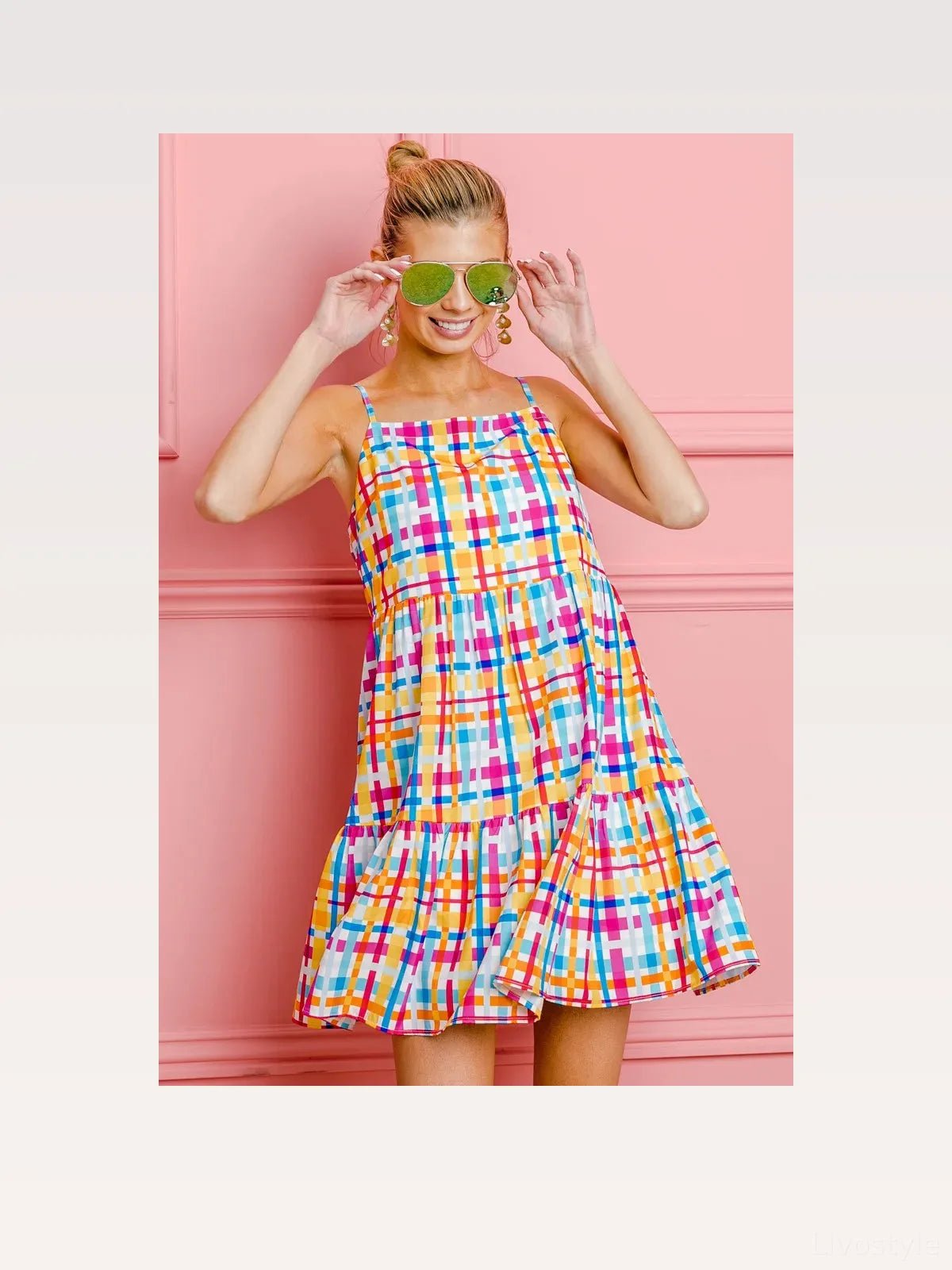 Plaid Sleeveless Tiered Sundress – photo 3