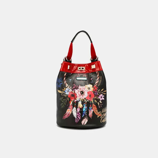 Flower Pattern Adjustable Strap Backpack Bag — square view — Livostyle