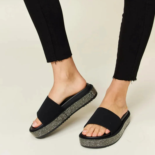 Glamorous Open Toe Rhinestone Platform Sandals for Summer St — square view — Livostyle