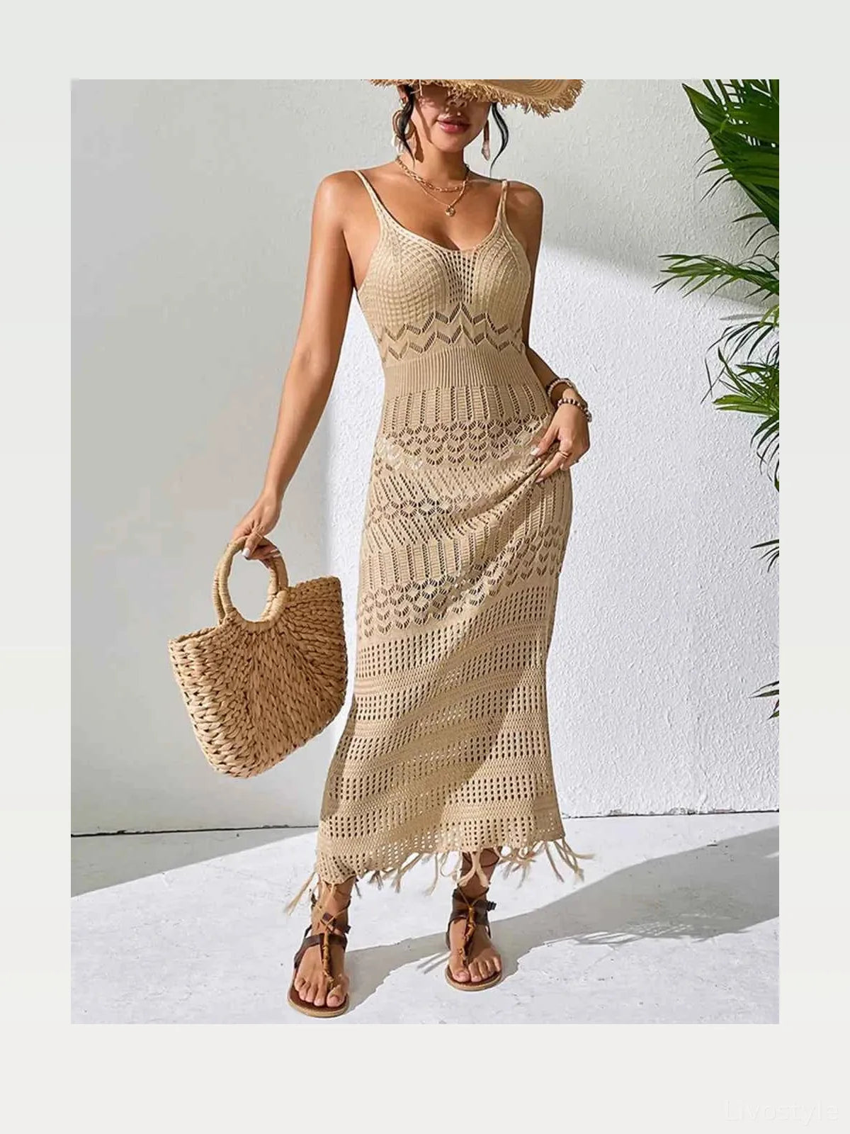 Openwork Scoop Neck Cover-Up Dress — styled showcase — Livostyle