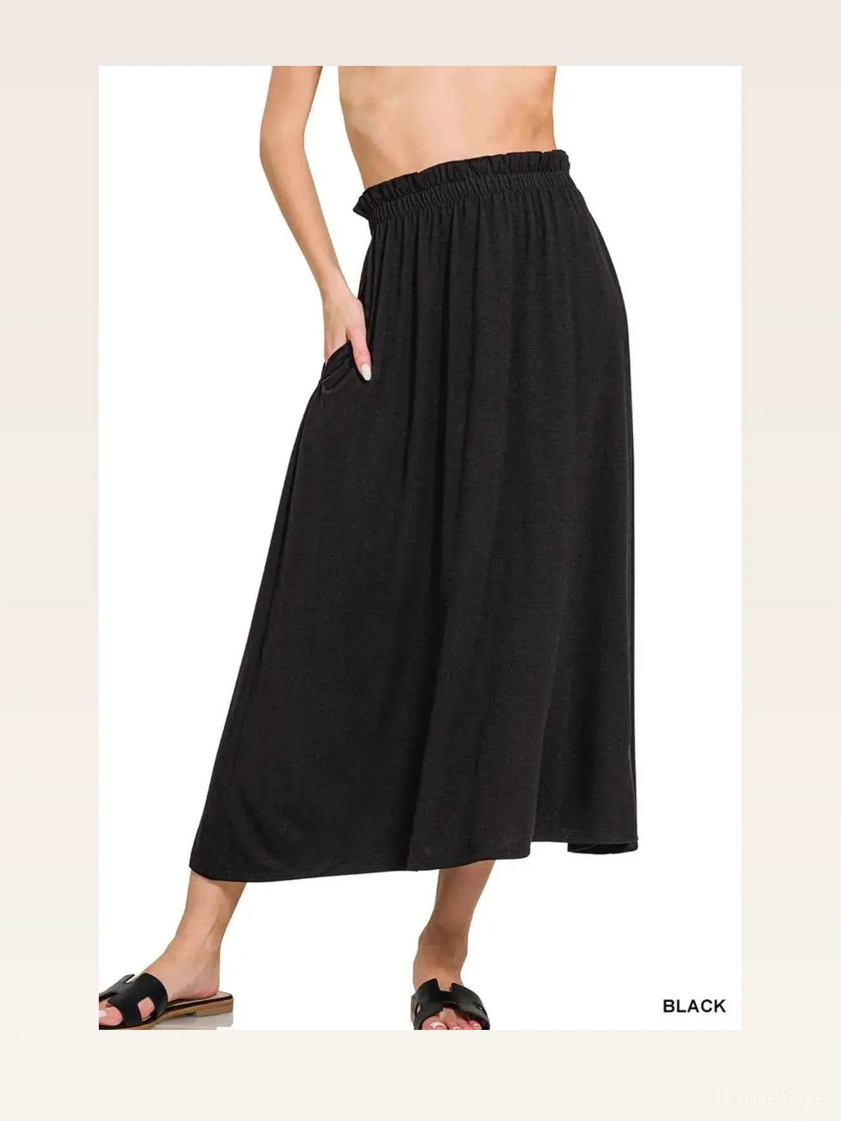 Paperbag Waist Midi Skirt With Pockets — styled showcase — Livostyle