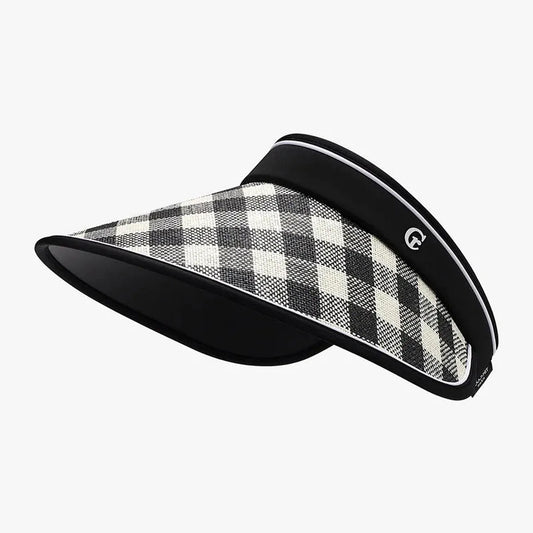 Plaid Natural Grass Adjustable Sun Hat — square view — Livostyle