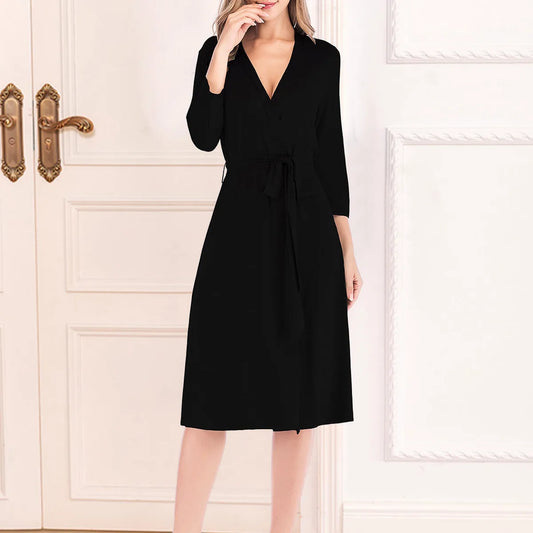 Plunge Tie Front Night Dress — square view — Livostyle
