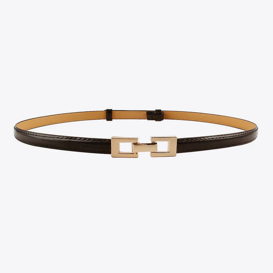 Black White Accessory PU Skinny Belt — square view — Livostyle